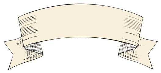 Vintage hand drawn ribbon banner scroll illustration with copy space for text