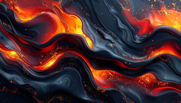 Fiery Abstract - Molten Lava and Dark Matter Fusion. - Powered by Adobe