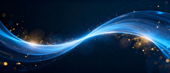 Blue Gold Fluid Light Effect Tech Background, Dreamy Particle Futuristic Design Material