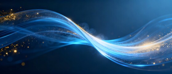 Blue Gold Fluid Light Effect Tech Background, Dreamy Particle Futuristic Design Material