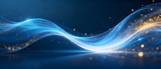 Blue Gold Fluid Light Effect Tech Background, Dreamy Particle Futuristic Design Material
