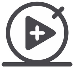 Obraz premium Add Media Circular Icon with Plus Sign Symbol for Uploading Videos and Audio