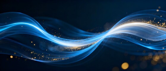 Blue Gold Fluid Light Effect Tech Background, Dreamy Particle Futuristic Design Material