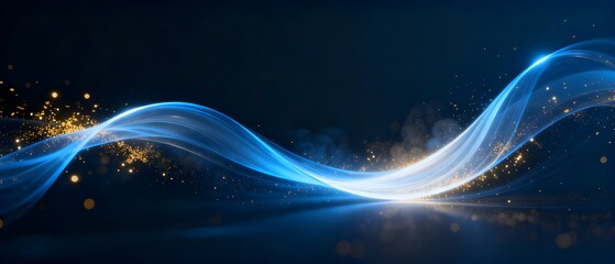 Blue Gold Fluid Light Effect Tech Background, Dreamy Particle Futuristic Design Material