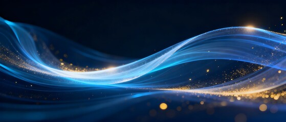 Blue Gold Fluid Light Effect Tech Background, Dreamy Particle Futuristic Design Material