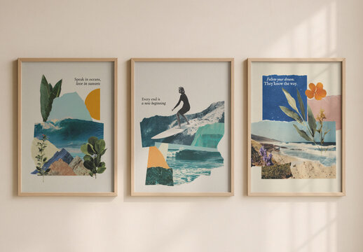 Abstract Nature Collage Art Mockup PSD