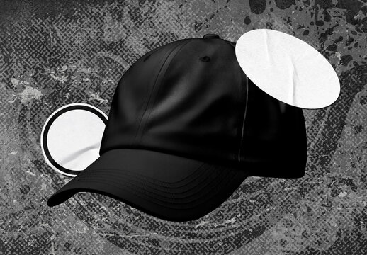 Black Cap With Abstract Background Mockup PSD