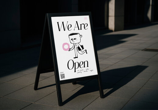 Chalkboard Sign Mockup Announcing Shop Opening PSD