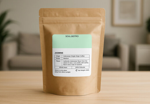 Coffee Packaging Mockup On Table PSD