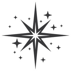Obraz premium Dark Graphic Star Burst with Smaller Stars Symbolizing Light and Sparkle