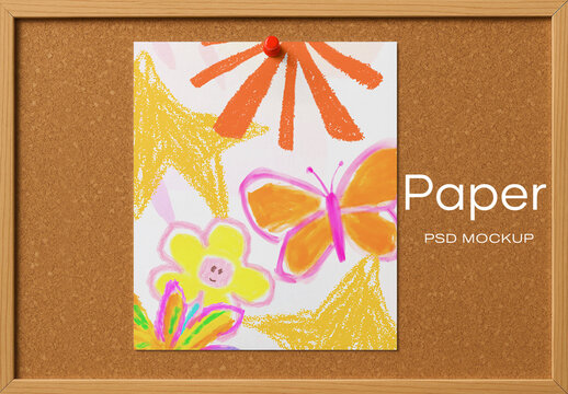 Colorful Paper Art Mockup Display PSD