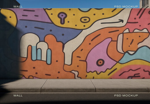 Colorful Abstract Street Art Mural Mockup PSD