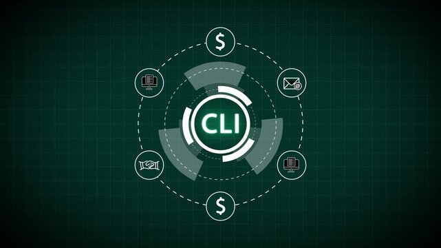 Command Line Interface CLI technology concept with icons and grid background computer software