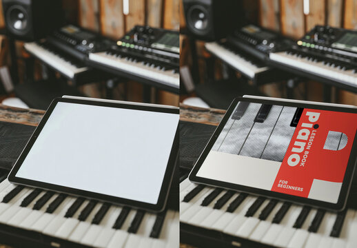 Digital Piano Lesson Book Display Mockup PSD