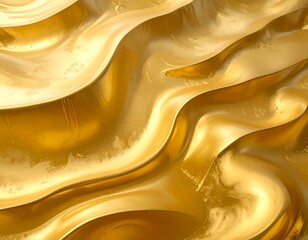 Abstract representation of smooth, fluid, reflective golden waves