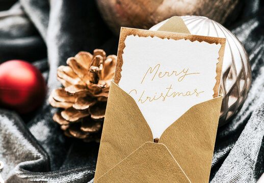 Elegant Christmas Card Mockup PSD