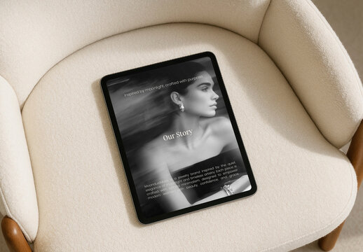 Elegant Digital Magazine On Tablet Mockup PSD
