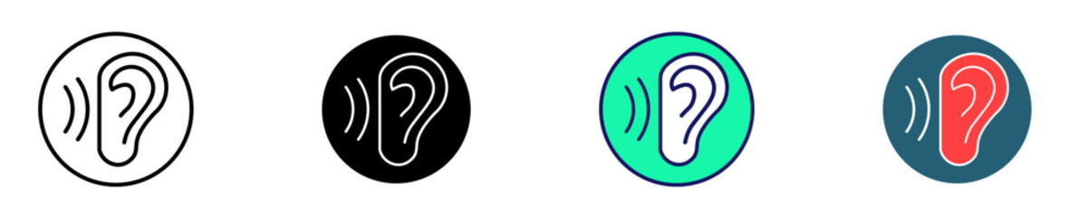 Listening  Icon Set Multiple Style Collection