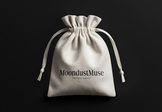 Elegant Minimalist Drawstring Pouch Mockup PSD