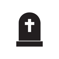 Obraz premium isolated black headstone monument with Christian cross vector illustration.