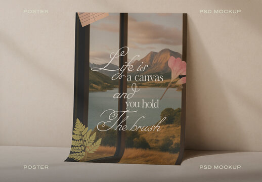 Inspirational Poster Mockup With Nature View PSD