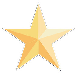 Obraz premium Golden five pointed star icon with a shiny faceted geometric design