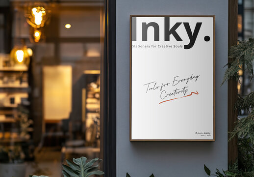 Modern Stationery Store Advertisement Sign Mockup PSD