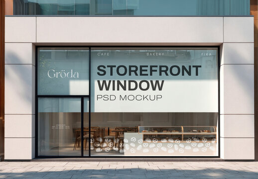 Modern Storefront Window Mockup PSD