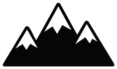 Stylized Mountains Silhouette with Snowy Peaks Vector Illustration Design