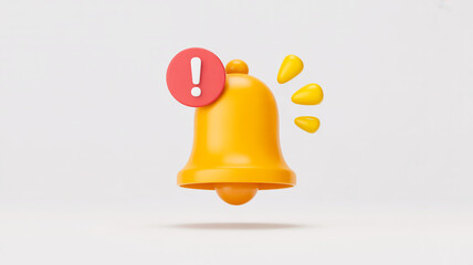 Yellow bell icon with red alert symbol and sound waves