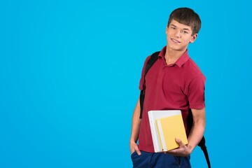 Smiling high school student teenager in class