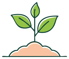 Obraz premium Vibrant green seedling growing from earth, simple nature and ecology icon