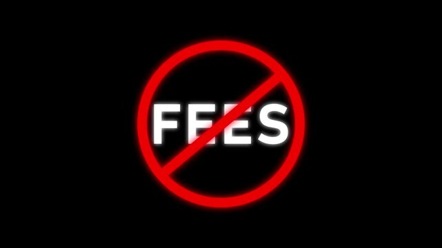 Red prohibition sign with the word FES in white letters on a black background fees forbidden