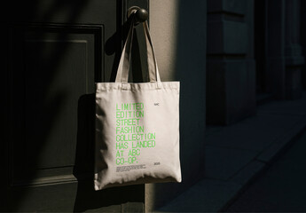 Trendy Blue Tote Bag Mockup