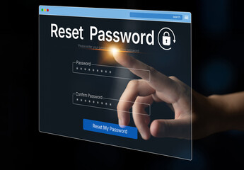 A web browser interface for the password reset function. This form allows a user to recover their account by entering and confirming a new, secure password for access. Fermion