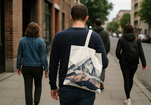 Urban Street Style With Tote Mockup PSD