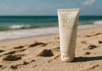 Zinc Sunscreen Mockup On Sandy Beach PSD