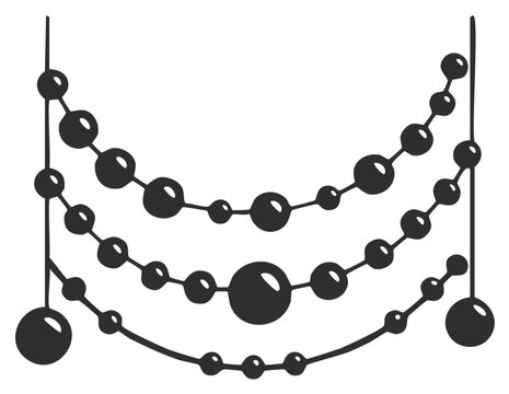 Stylized decorative hanging beads illustration. Simple elegant bead string art design element.