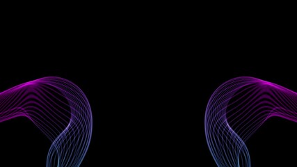 Purple neon wave motion background, flowing light lines on dark backdrop, futuristic abstract tech animation with alpha channel