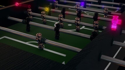 3D Table Football Game with metallic players and glowing neon lights - Powered by Adobe