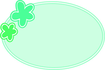 Mint Green Oval Frame with Flower/ Clover Accents – Pastel Blank Label Template with Soft Border (PNG)