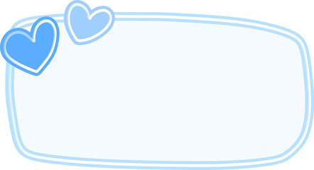 Light Blue Rounded Rectangle Frame with Hearts – Soft Cute Blank Banner Label for Copy Space (PNG)