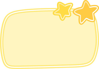 Obraz premium Warm Yellow Rounded Rectangle Frame with Star Icons – Blank Cute Label Banner with Soft Glow (PNG)