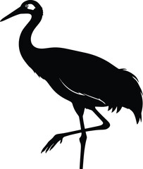Obraz premium Whooping crane silhouette drawing vector 