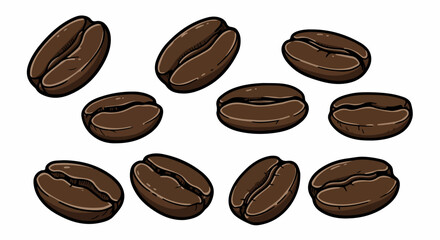 Coffee beans collection with transparent background