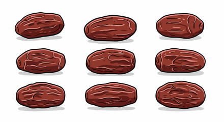 Dates fruit set with transparent background