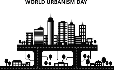 Obraz premium World Urbanism Day banner in vector illustration