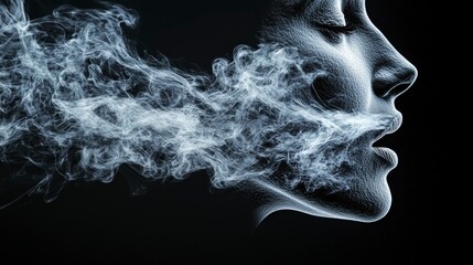 The Moment a Patient Exhales During a Breath Test Captured in a Dreamlike Smoke Effect