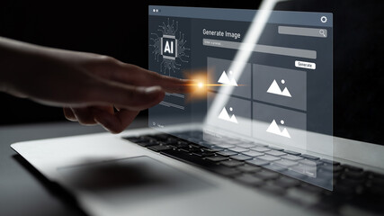 AI image generator interface enables image, AI, and generator process by converting user prompt...