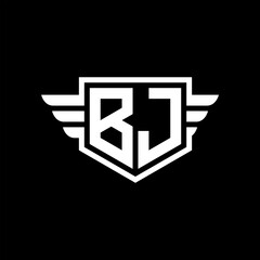 BJ Logo vector image of initial shield with wing outline and simple shield